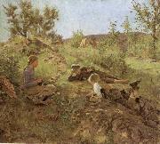 Erik Werenskiold Sheperds on Tatey oil painting